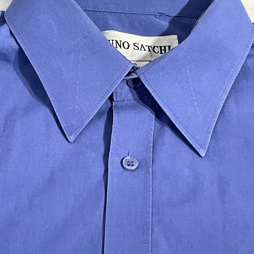 Bruno Satchi 16 1/2 Long Sleeve Blue Button Mens Shirt